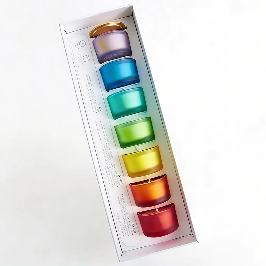 barevné skleněné dózy na svíčky o objemu 35 ml