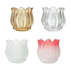 Potes de vidro para velas em formato de tulipa