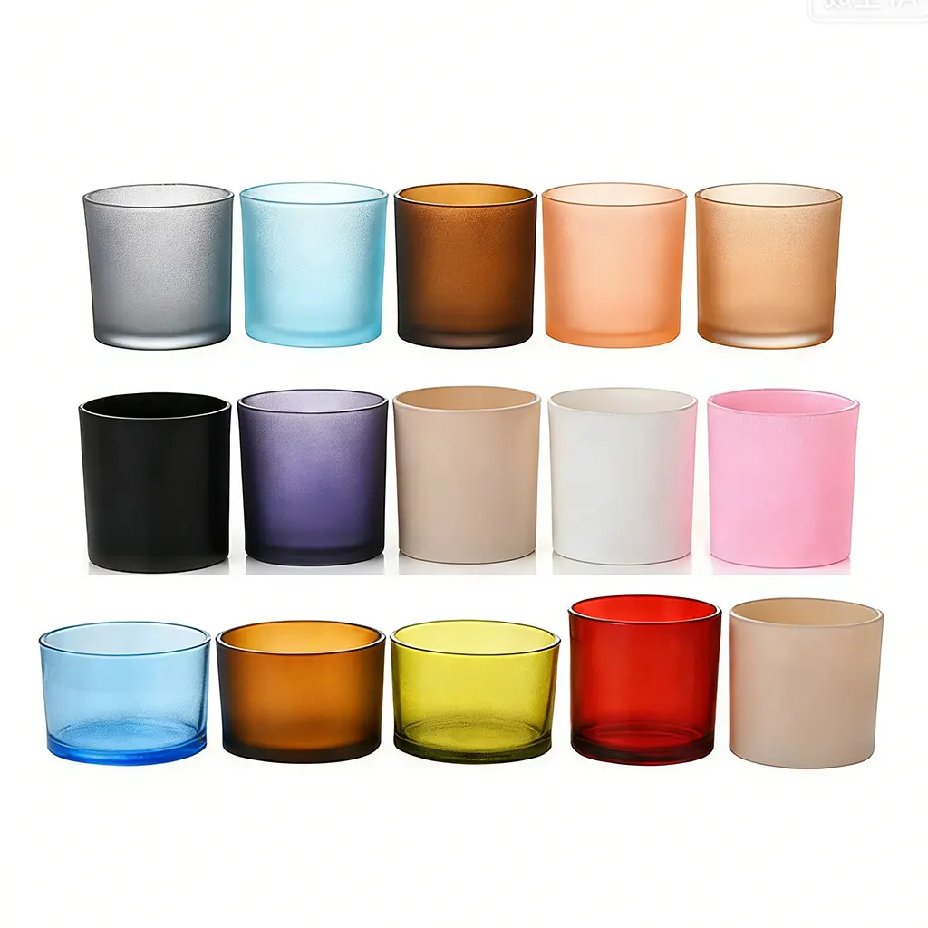 colored empty candle jars with lids
