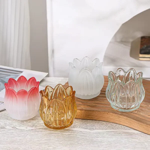 colored glass candle jars
