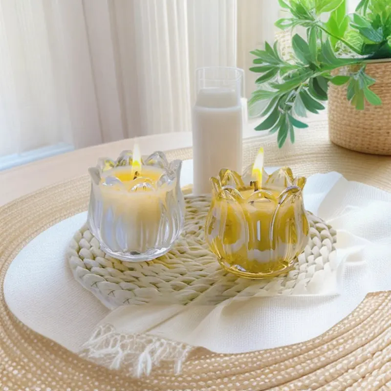 colored glass candle jars