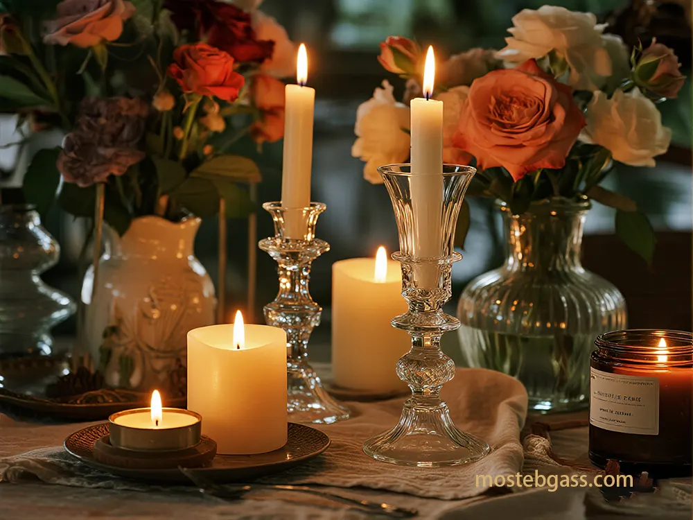 candle broken glass jar