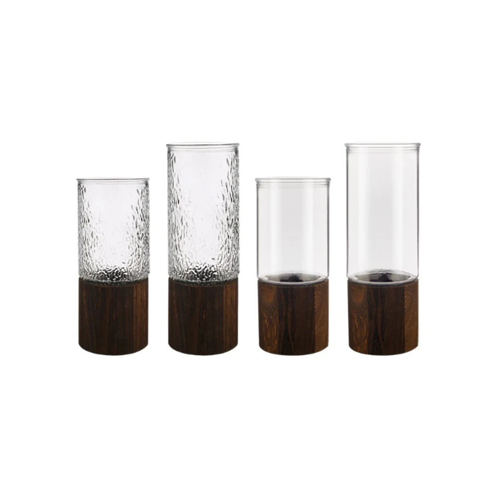 wood and glass vase