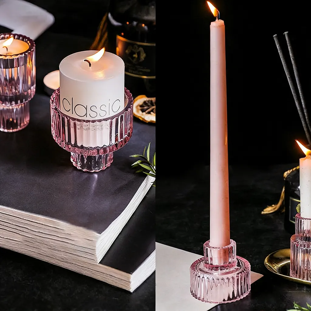 Dual-use glass candle holders